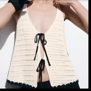 NWT ZARA CROCHET TIE TOP